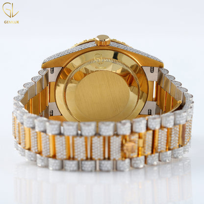 Day Date Roman Green Dial Iced Out Lab Grown Diamond Watch