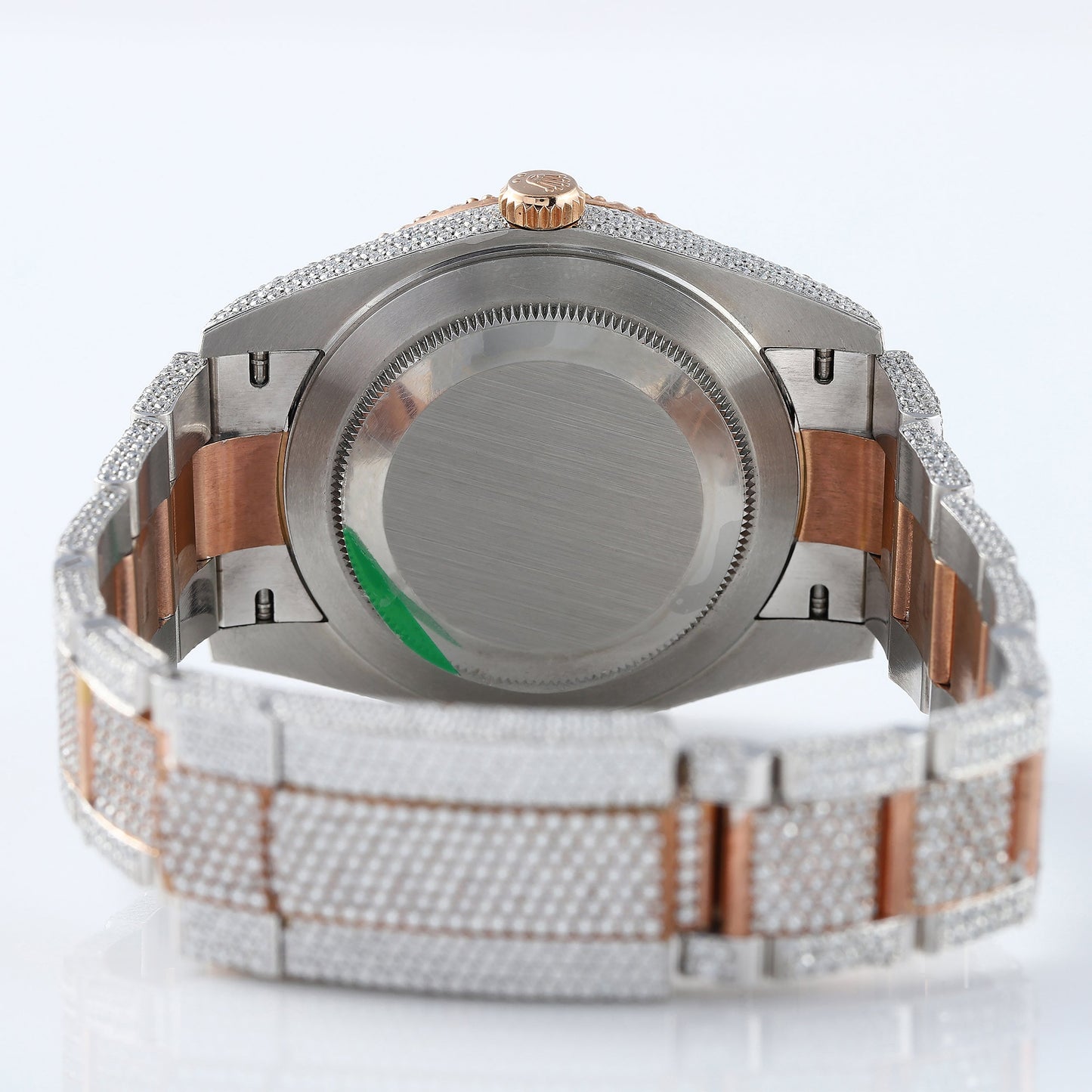 Brown Dial Oyster Belt Iced Out D VVS Moissanite Diamond Hip Hop Watch