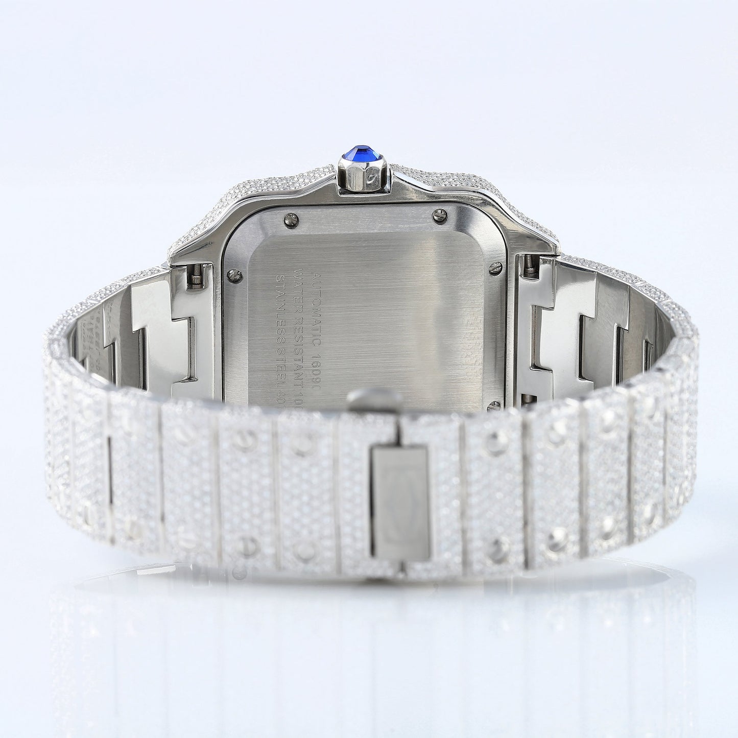 Square Roman Dial Full White Iced Out Lab Grown Diamond Watch