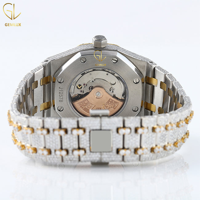 Two Tone Yellow Gold Iced Out Lab Grown Watch For Men