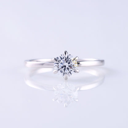 Round Cut Moissanite Diamond Classic Solitaire Engagement Ring