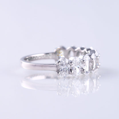 Oval Cut Moissanite Diamond Eternity Wedding Band