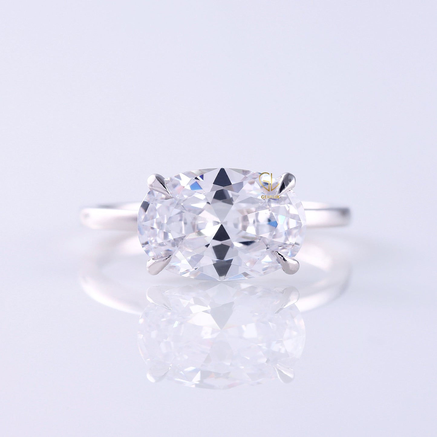 Certified East to West Oval Cut Lab Grown Diamond Classic Solitaire Engagement Ring