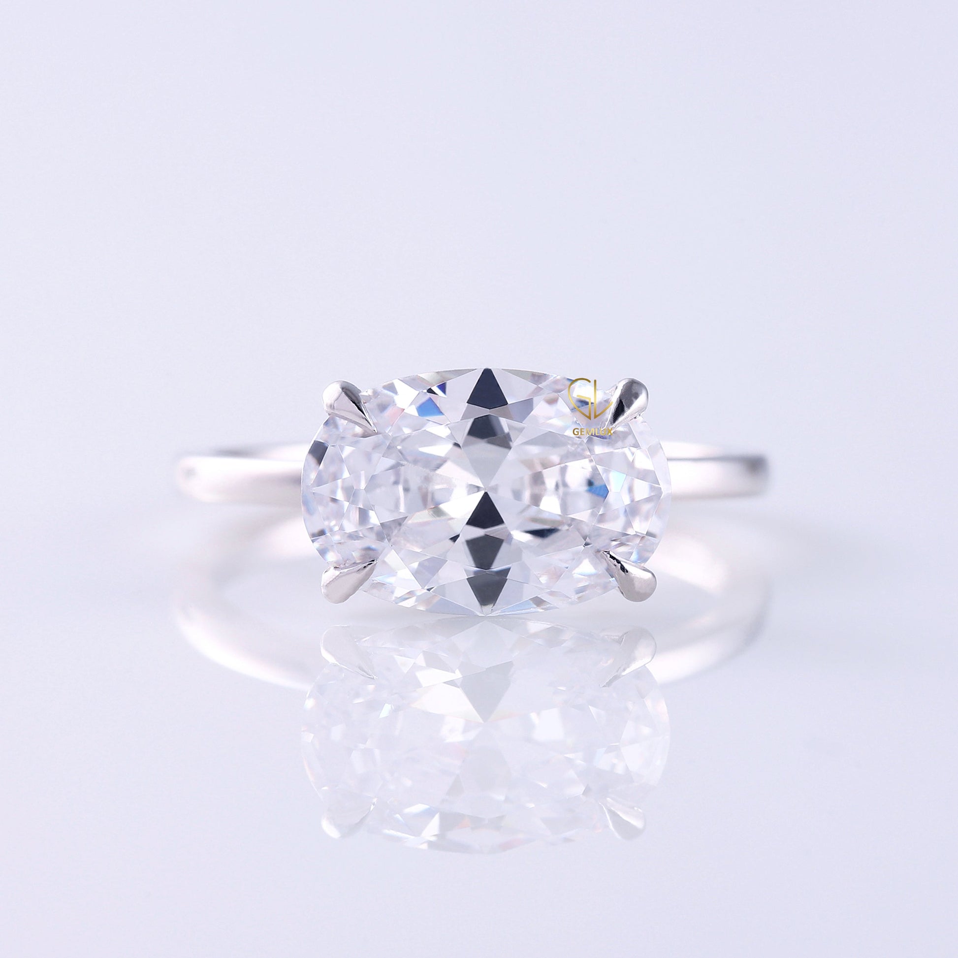 Certified East to West Oval Cut Lab Grown Diamond Classic Solitaire Engagement Ring