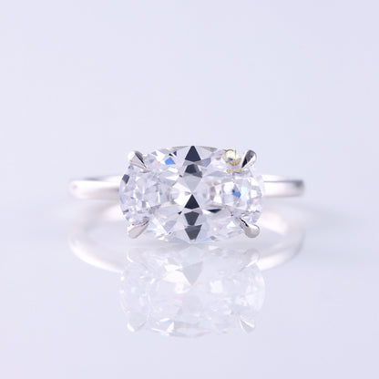 Certified East to West Oval Cut Lab Grown Diamond Classic Solitaire Engagement Ring