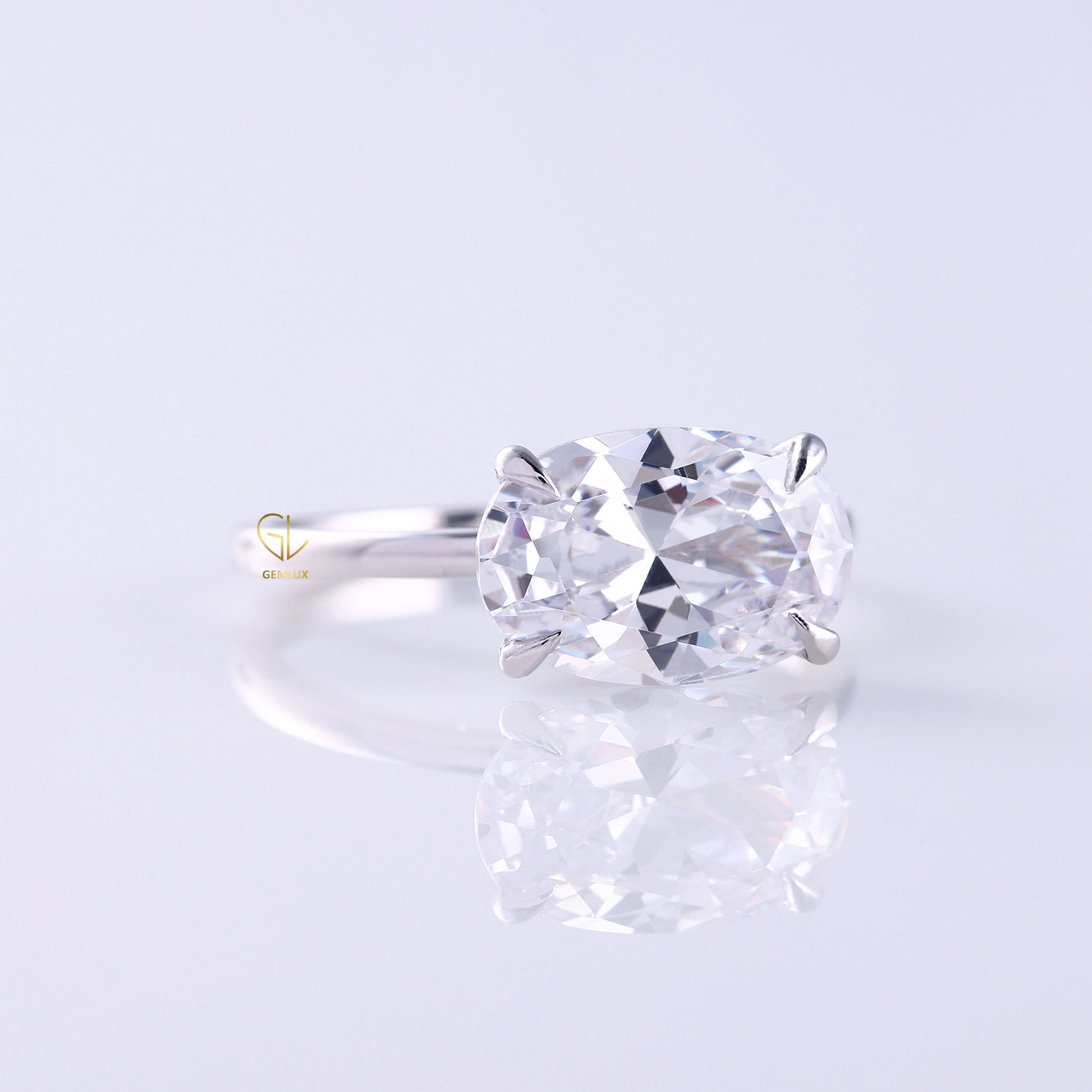 Certified East to West Oval Cut Lab Grown Diamond Classic Solitaire Engagement Ring