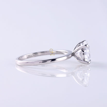 Certified East to West Oval Cut Lab Grown Diamond Classic Solitaire Engagement Ring