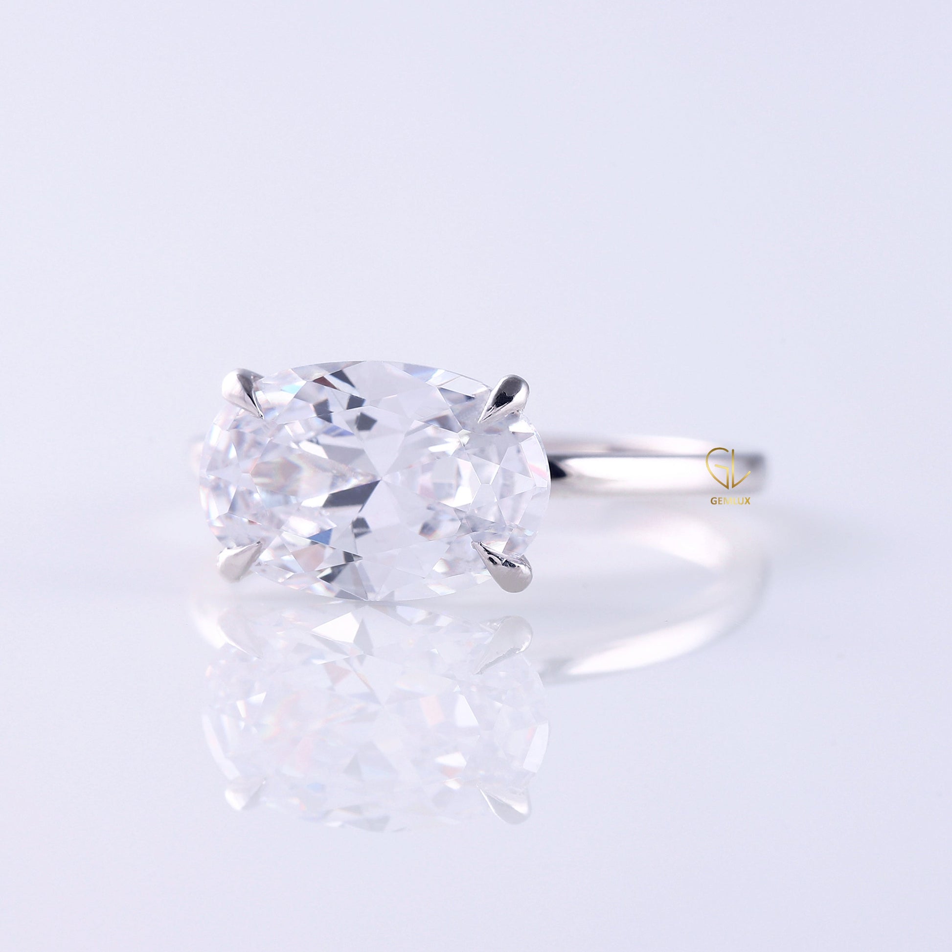 Certified East to West Oval Cut Lab Grown Diamond Classic Solitaire Engagement Ring