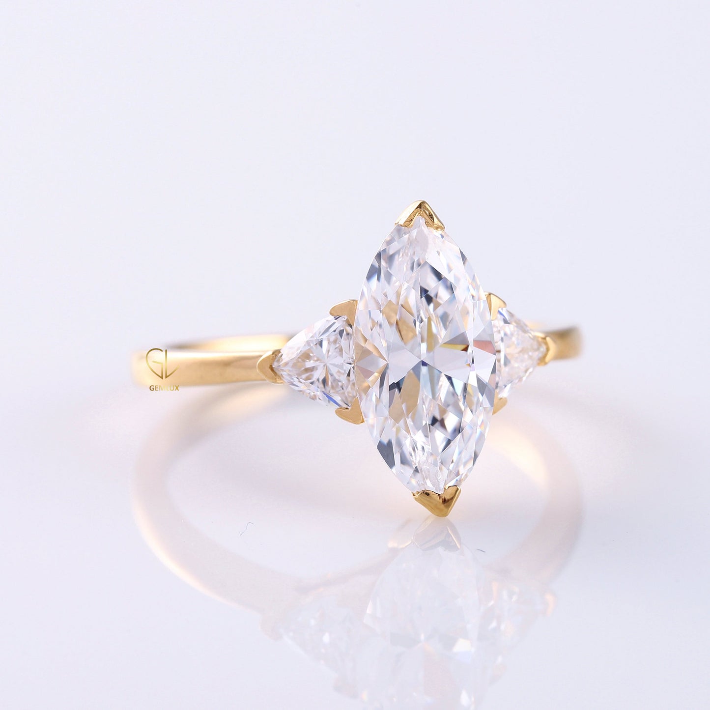 Marquise Cut Lab Grown Diamond Three Stone Engagement Ring