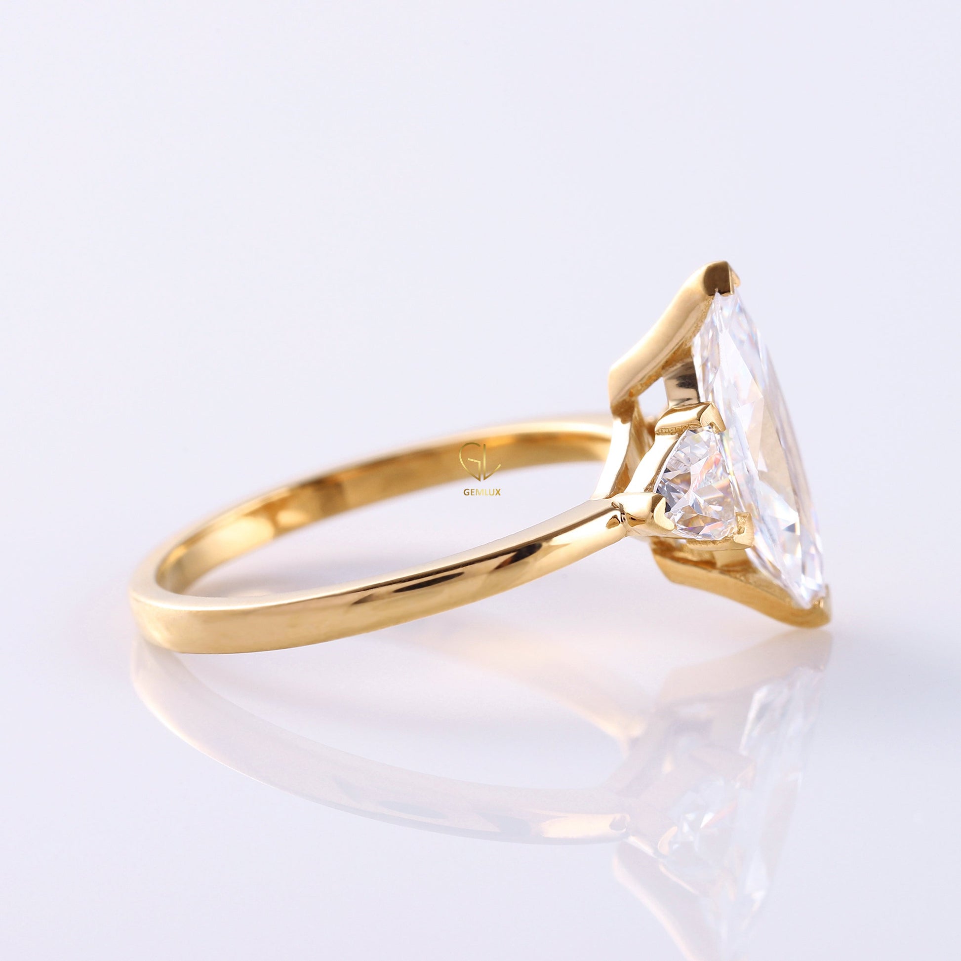 Marquise Cut Lab Grown Diamond Three Stone Engagement Ring