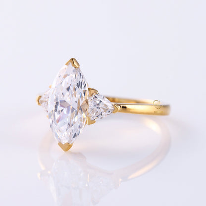Marquise Cut Lab Grown Diamond Three Stone Engagement Ring