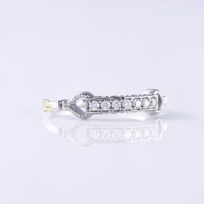 Vintage Inspired Art Deco Milgrain Band | Lab-Grown Diamond Minimalist Wedding Band