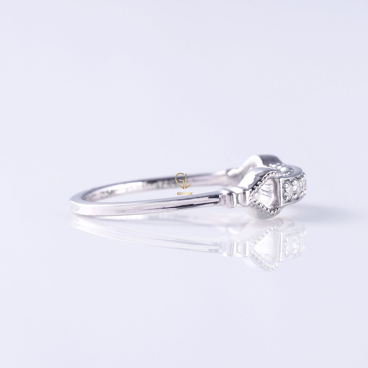 Vintage Inspired Art Deco Milgrain Band | Lab-Grown Diamond Minimalist Wedding Band