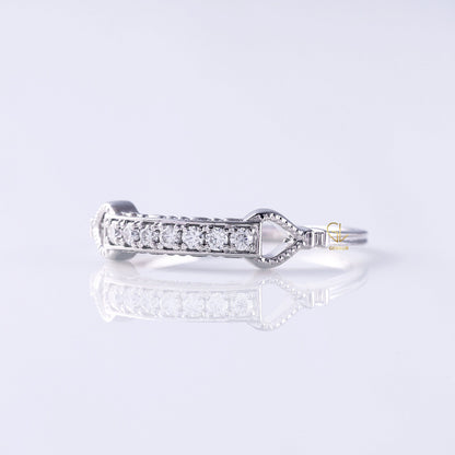 Vintage Inspired Art Deco Milgrain Band | Lab-Grown Diamond Minimalist Wedding Band