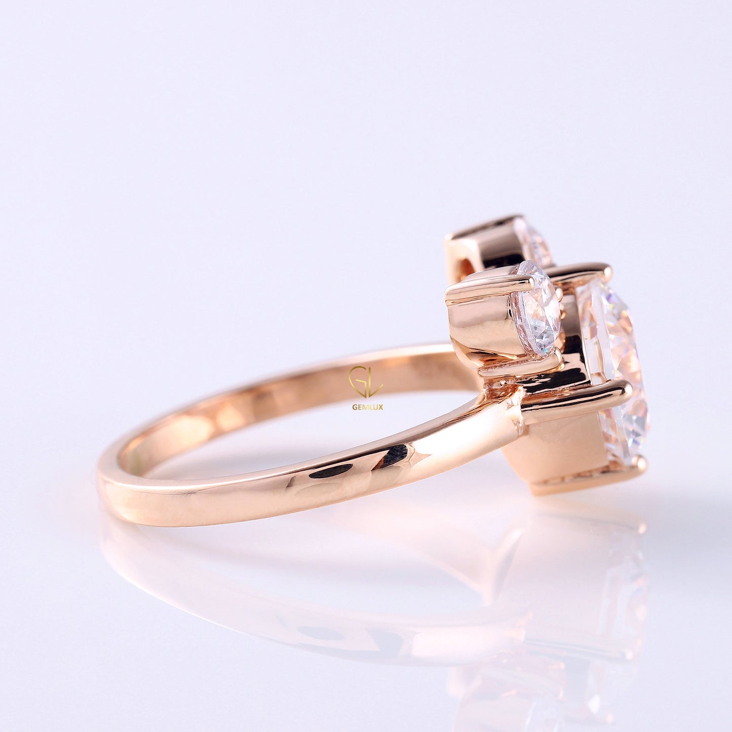 Three Stone Mickey Mouse Certified Round Cut Lab Grown Diamond Engagement Ring