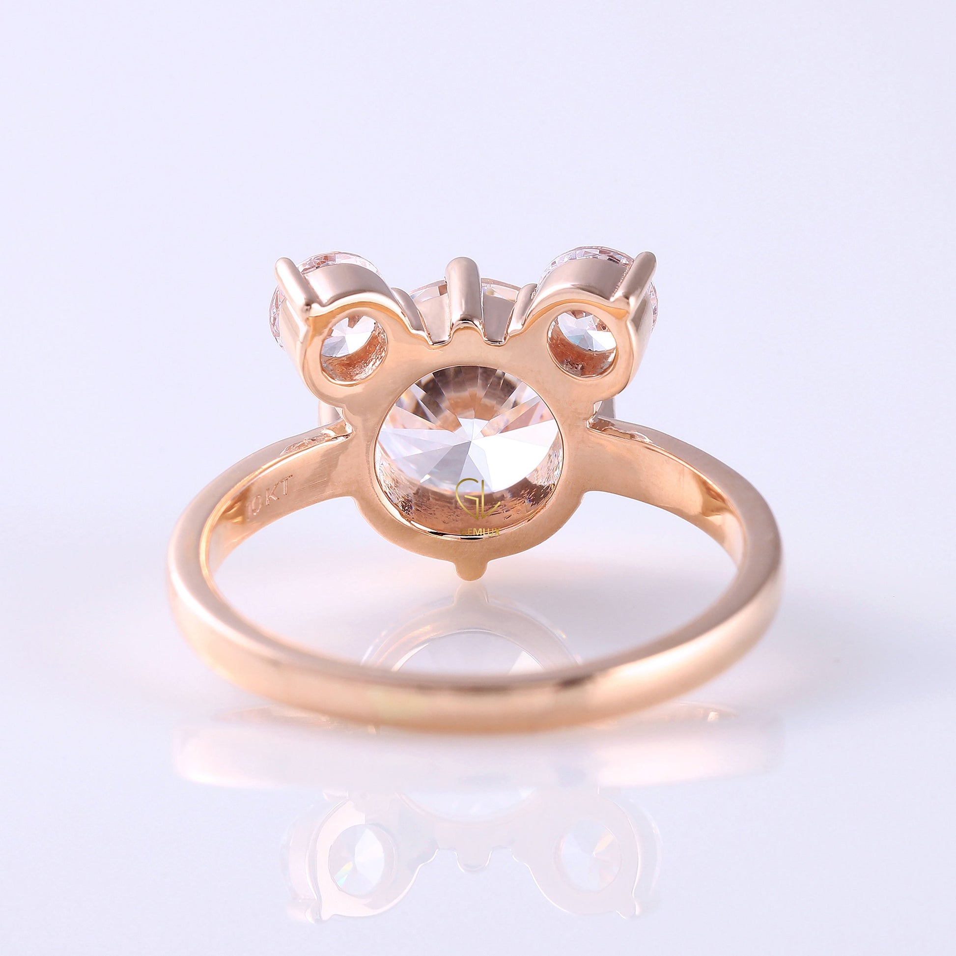 Three Stone Mickey Mouse Certified Round Cut Lab Grown Diamond Engagement Ring