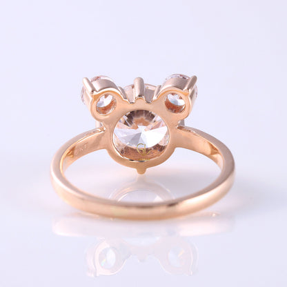 Three Stone Mickey Mouse Certified Round Cut Lab Grown Diamond Engagement Ring