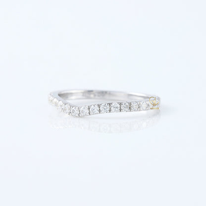 Minimalist Ring, Round Cut Lab Grown Diamond Curved Wedding Ring