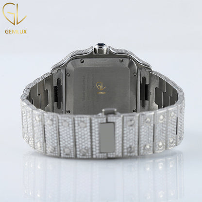 Iced Out Roman Blue Dial D VVS Moissanite Watch