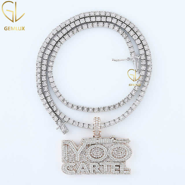 HipHop Iced Out Moissanite Diamond Letter Pendant