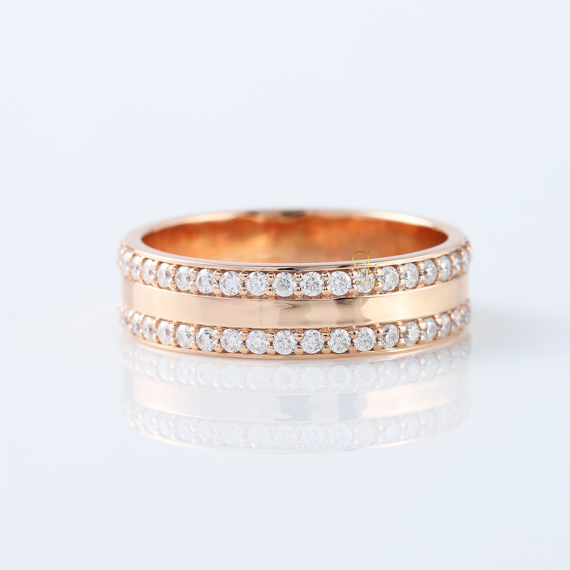 IGI Certified Round Cut Lab Grown Diamond Two Row Eternity Wedding Band