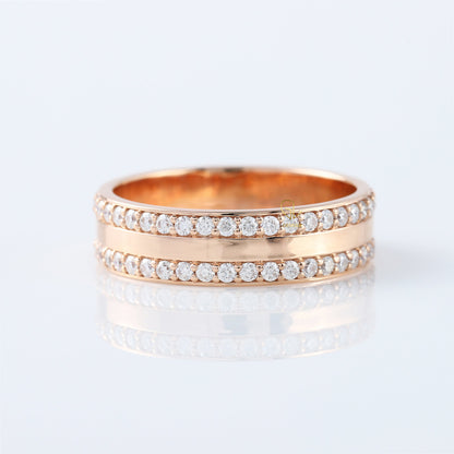 IGI Certified Round Cut Lab Grown Diamond Two Row Eternity Wedding Band