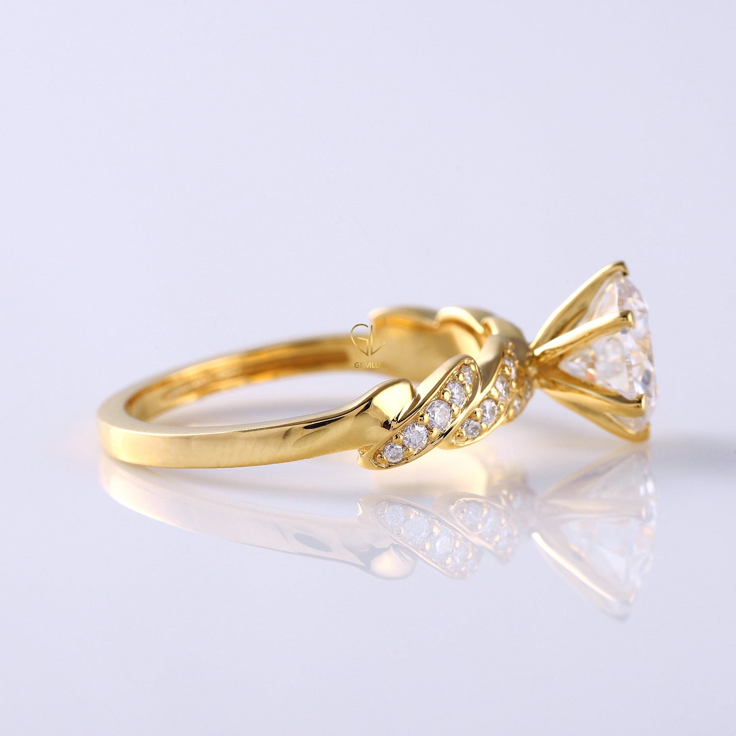 Certified Round Cut Lab Grown Diamond Twisted Engagement Ring 