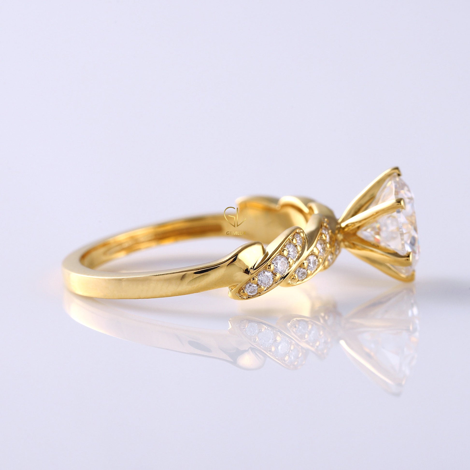 Certified Round Cut Lab Grown Diamond Twisted Engagement Ring 