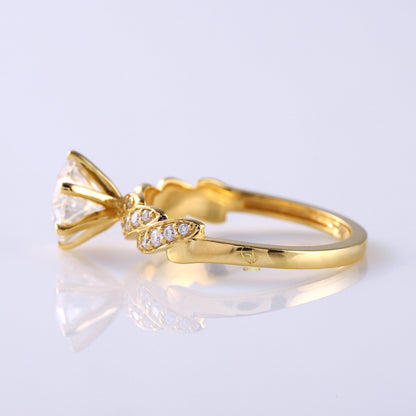 Twisted Round Cut Moissanite Diamond Engagement Ring 