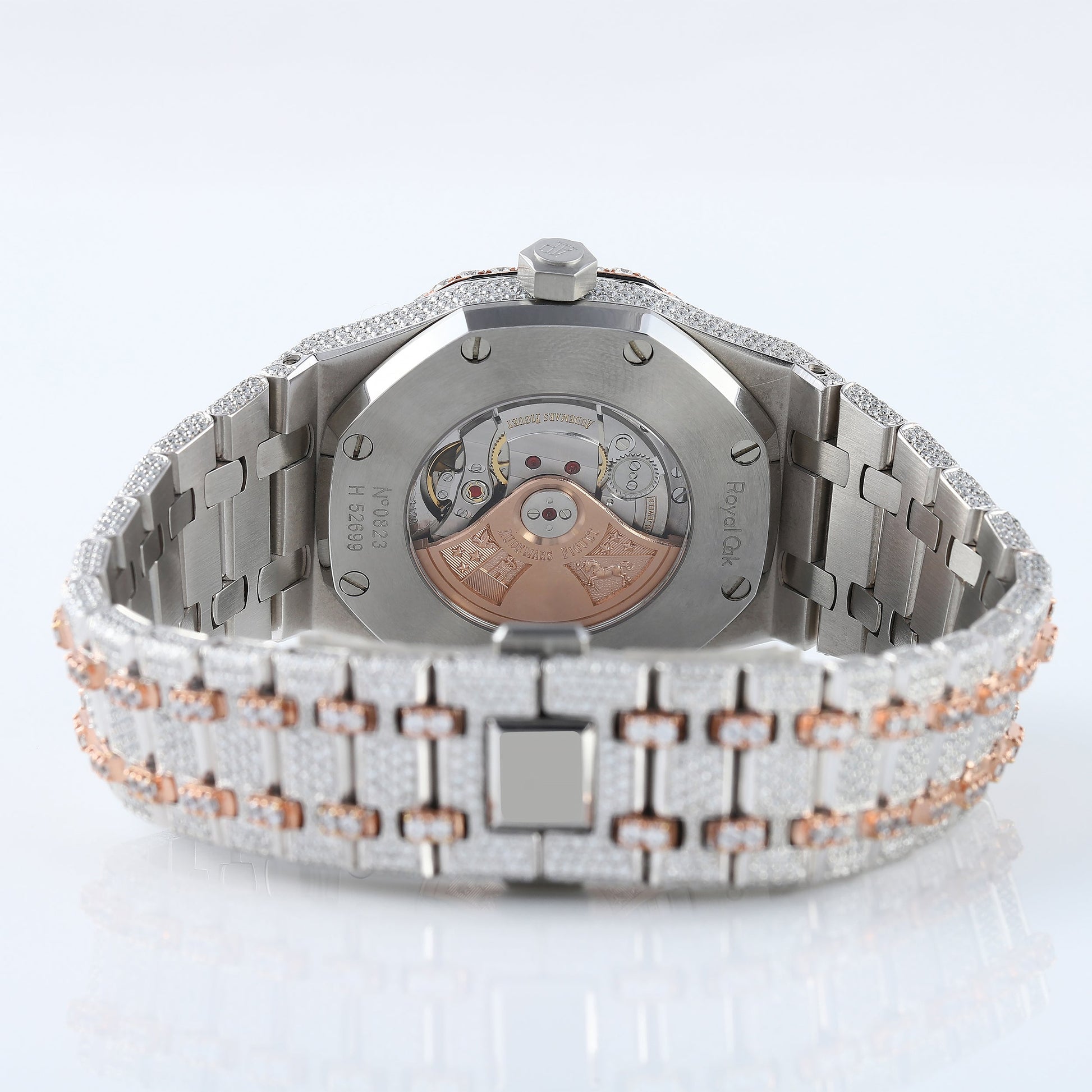 Two Tone Rose Gold Arabic Dial Iced Out VVS Moissanite Diamond Watch