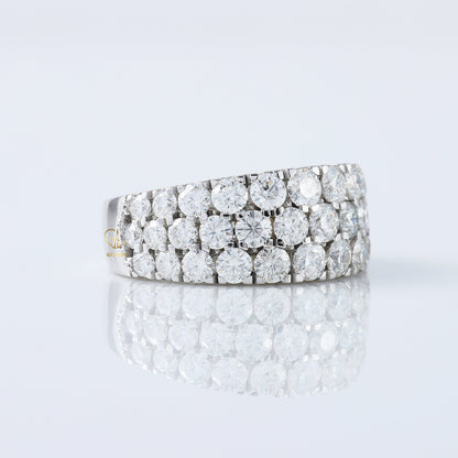 Certified Round Cut Lab Grown Diamond Three Row Half Eternity Men's Wedding Band 