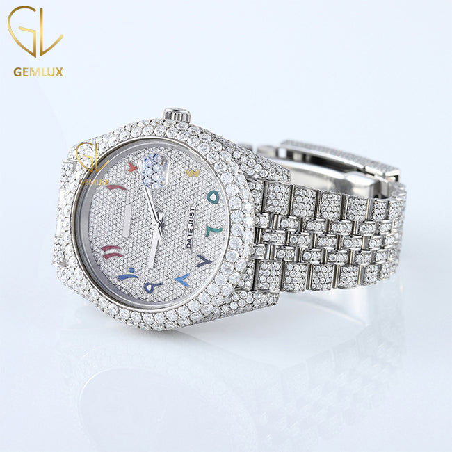 Rainbow Arabic Dial Jubilee Belt Iced Out Lab Grown Watch