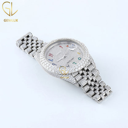 Rainbow Arabic Dial Jubilee Belt Iced Out Lab Grown Watch