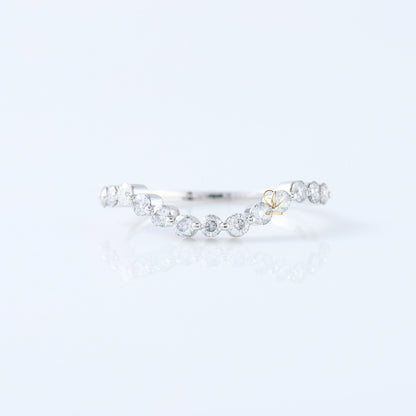 IGI Certified Round Cut Lab Grown Diamond Half Eternity Curved Wedding Band