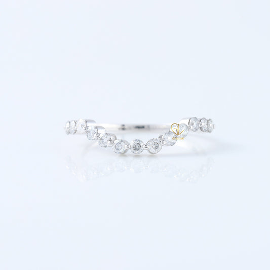 IGI Certified Round Cut Lab Grown Diamond Half Eternity Curved Wedding Band