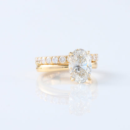 Oval Cut Moissanite Solitaire Ring With Matching Eternity Ring Set 