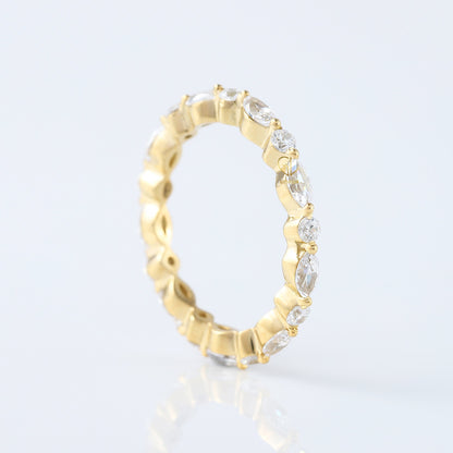 IGI Certified Marquise Cut & Round Cut Lab Grown Diamond Eternity Wedding Band