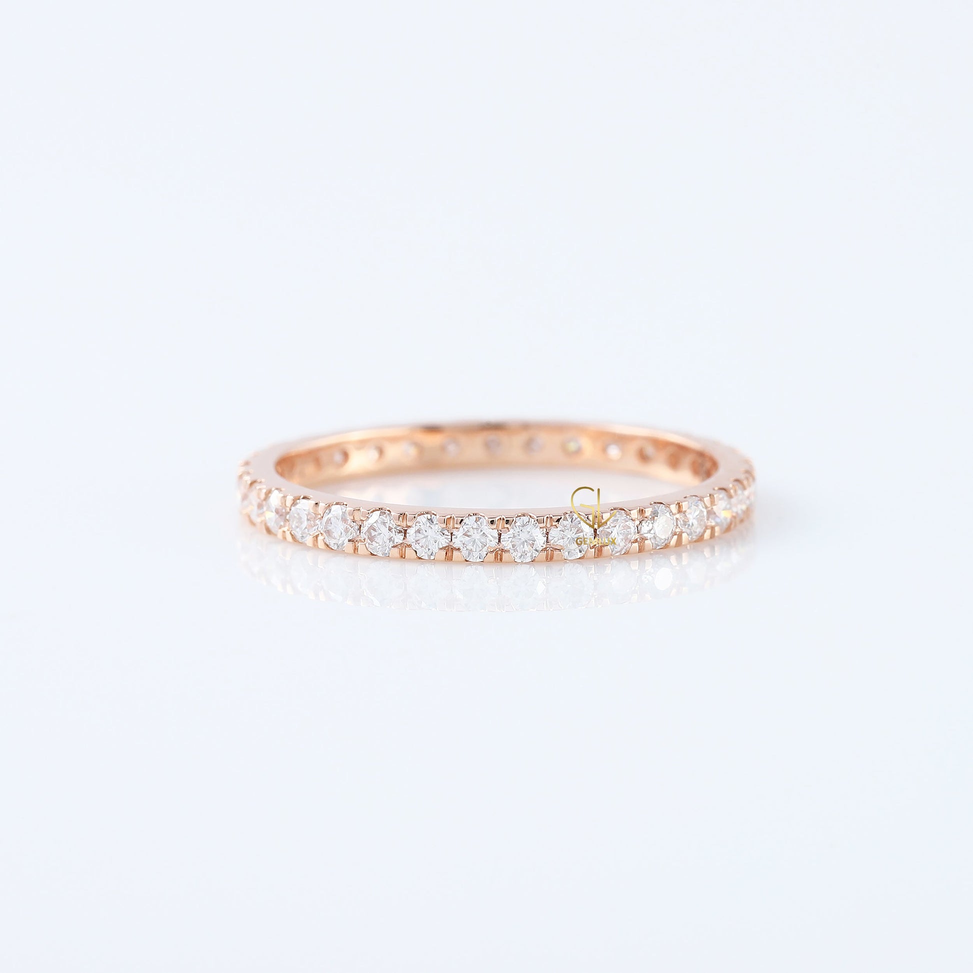 Round Cut Lab Grown Diamond Minimalist Eternity Wedding Band