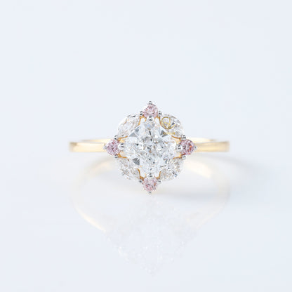 Cushion Cut Moissanite Diamond Halo Engagement Ring