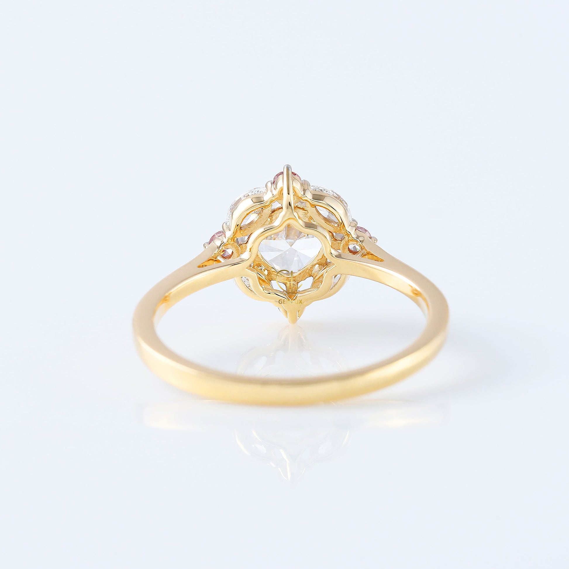 Cushion Cut Moissanite Diamond Halo Engagement Ring