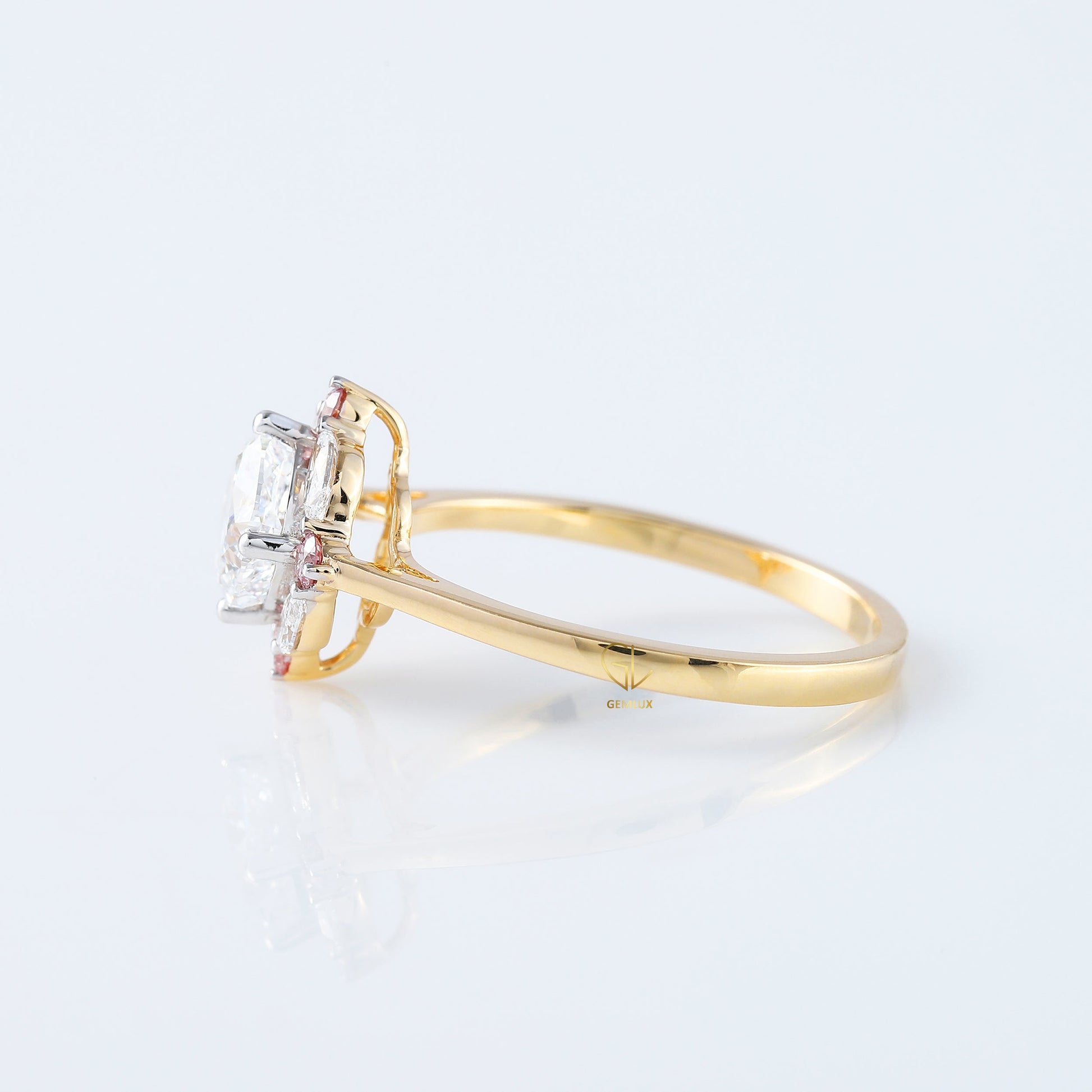 Cushion Cut Moissanite Diamond Halo Engagement Ring