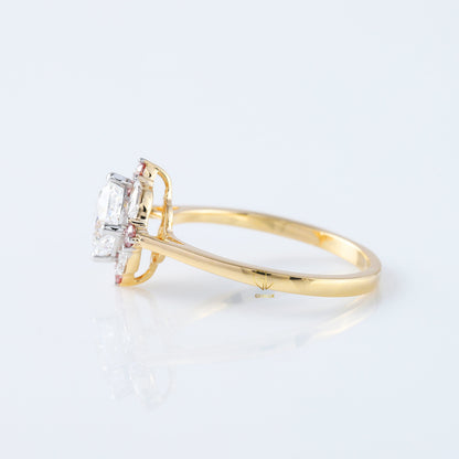 Cushion Cut Moissanite Diamond Halo Engagement Ring