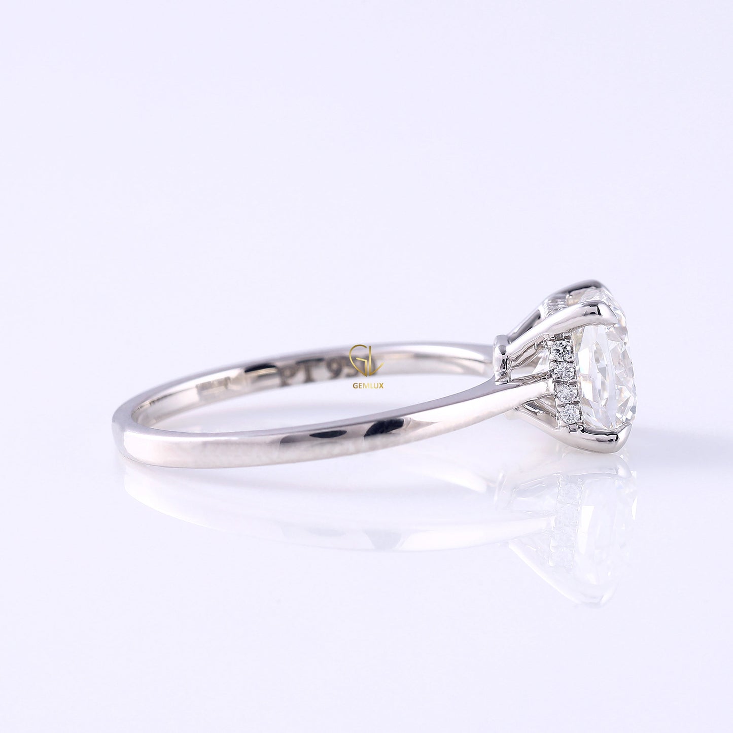 Cushion Cut Lab Grown Solitaire Hidden Halo Ring