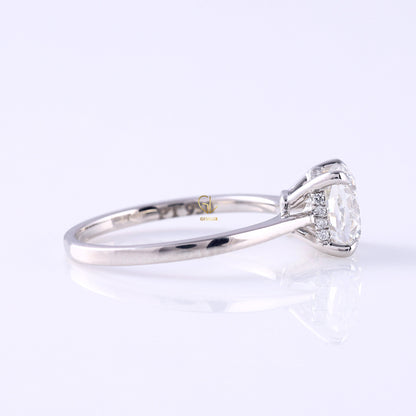 Cushion Cut Lab Grown Hidden Halo Solitaire Ring