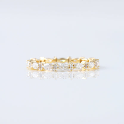 Baguette & Marquise Cut Moissanite Diamond Minimalist Eterinity Wedding Band