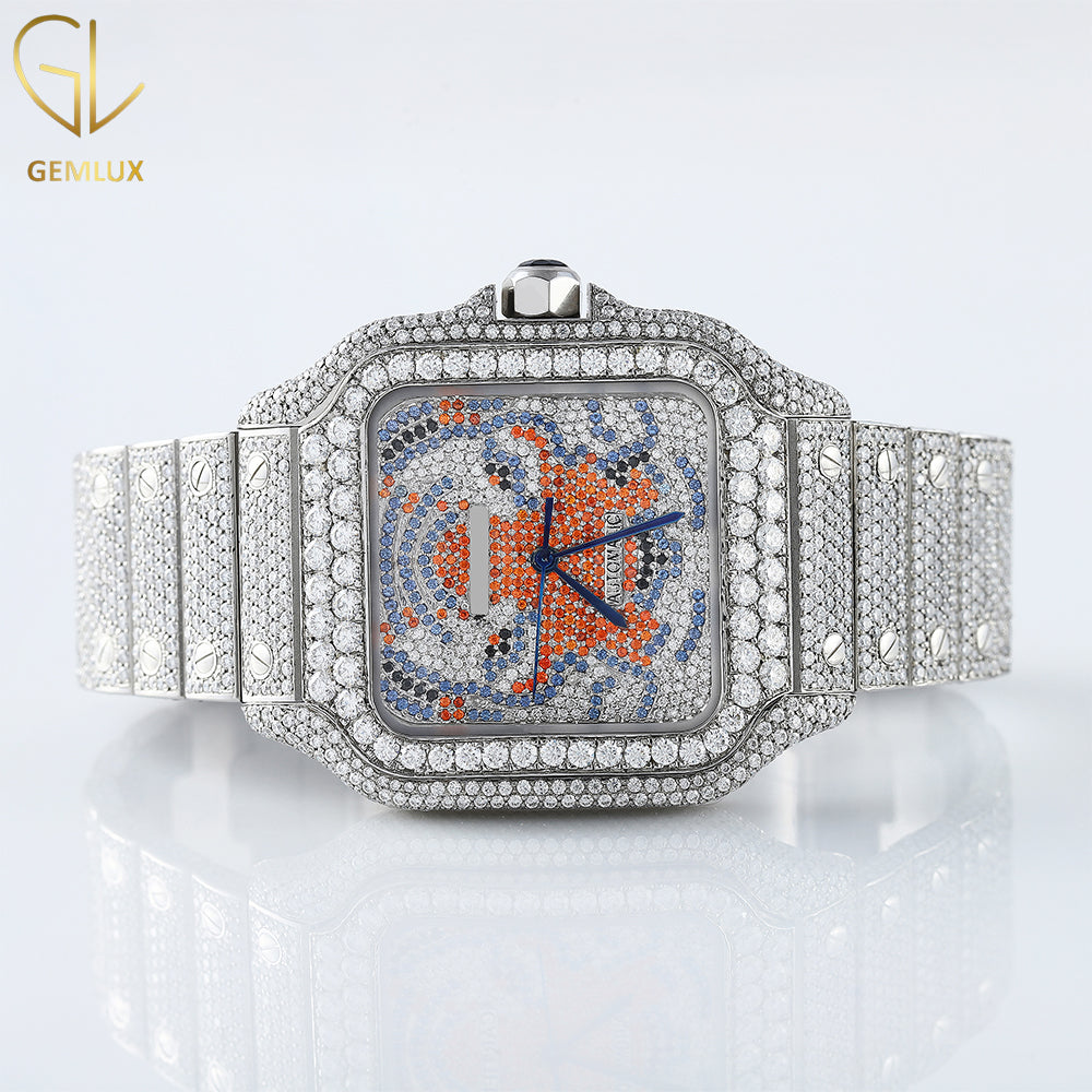 Square Dial Pass Diamond Tester D VVS Moissanite Hip Hop Watch