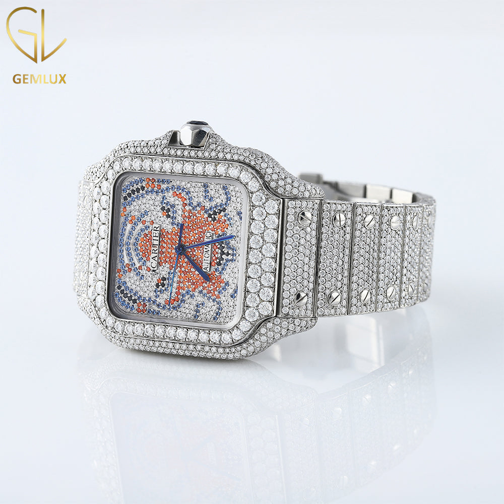Square Dial Pass Diamond Tester D VVS Moissanite Hip Hop Watch