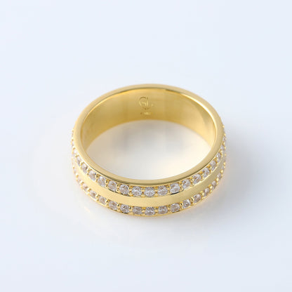 Lab Grown Two Row Wide Wedding Band For Men