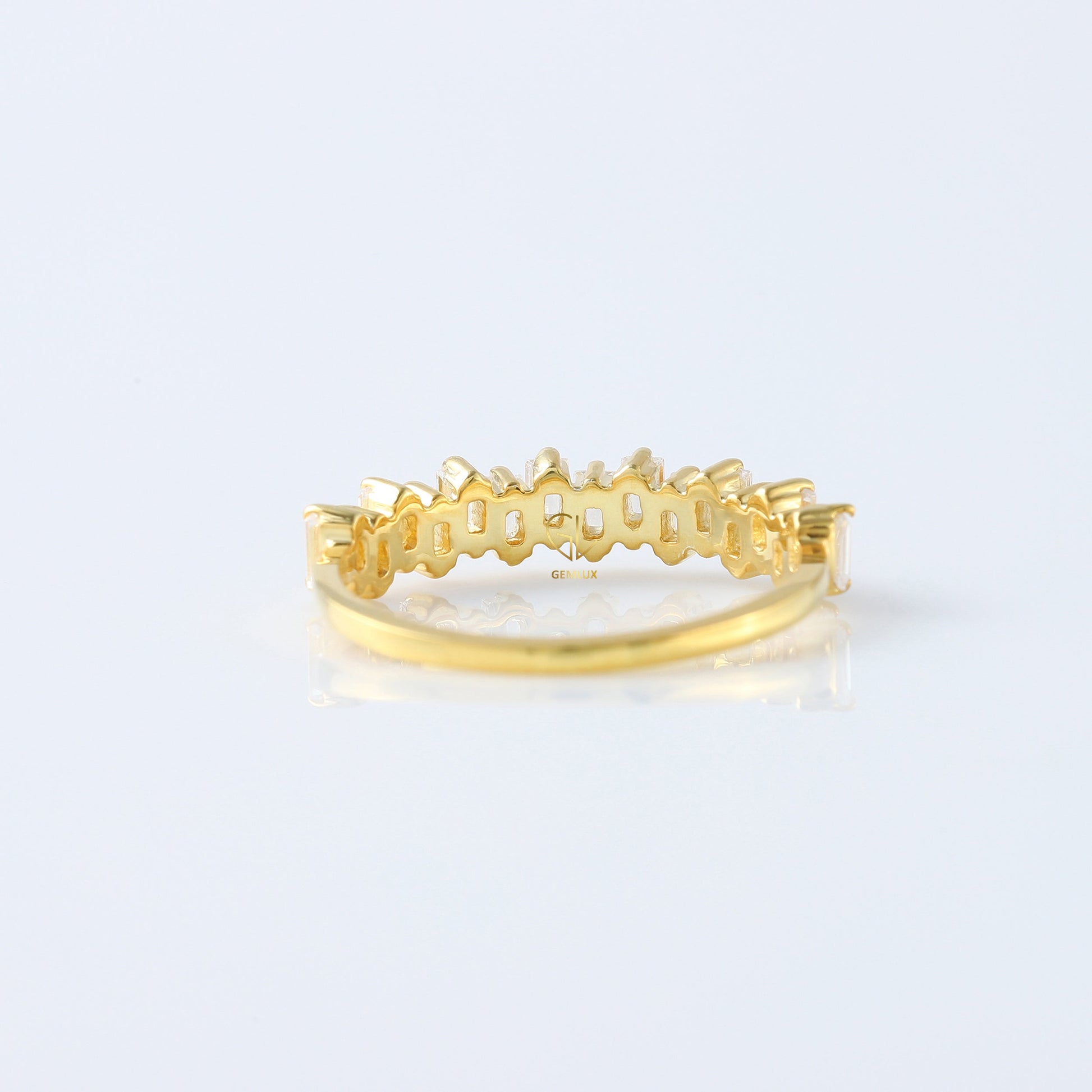 Zigzag Baguette Cut Moissanite Diamond Half Eternity Wedding Ring