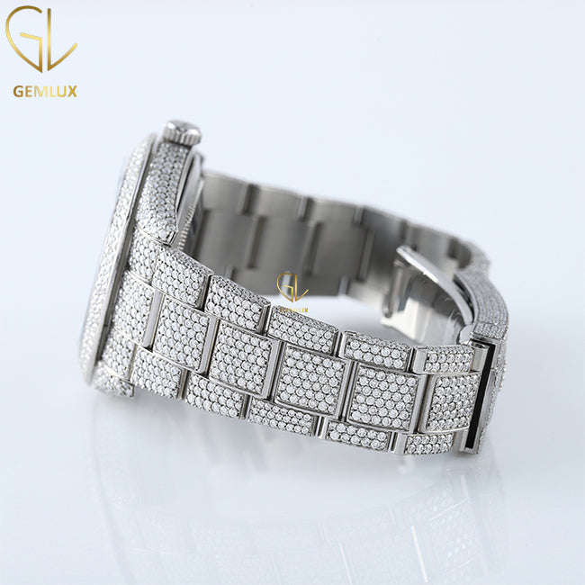 Automatic Movement Roman Dial Iced Out D VVS Moissanite Hip Hop Watch